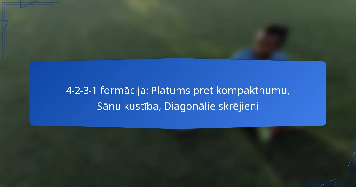 4-2-3-1 formācija: Platums pret kompaktnumu, Sānu kustība, Diagonālie skrējieni
